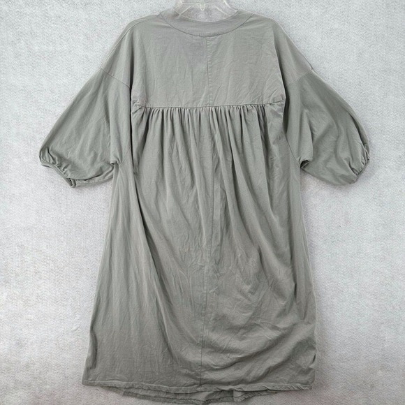 Zara Lagenlook Smock Shirt Dress Womens SMALL Oversized Gray Kaftan Midi - Picture 2 of 16